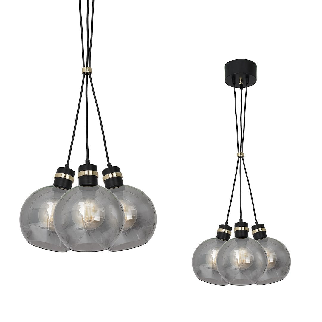 Pendelleuchte OMEGA Schwarz & Gold (3x E27) - Milagro