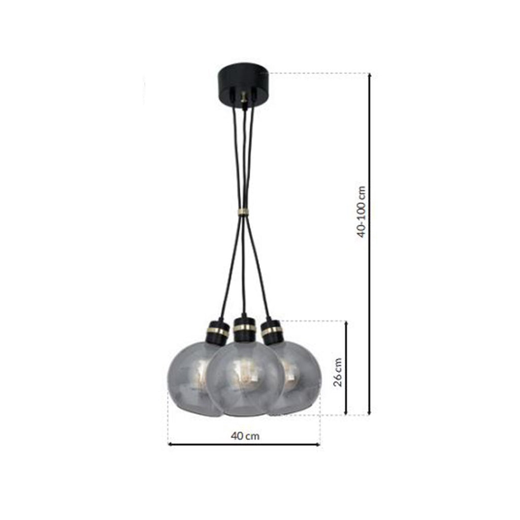 Pendelleuchte OMEGA Schwarz & Gold (3x E27) - Milagro
