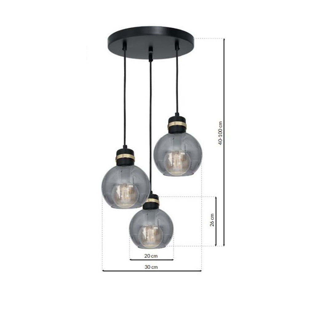 Pendelleuchte OMEGA Schwarz & Gold (3x E27) - Milagro