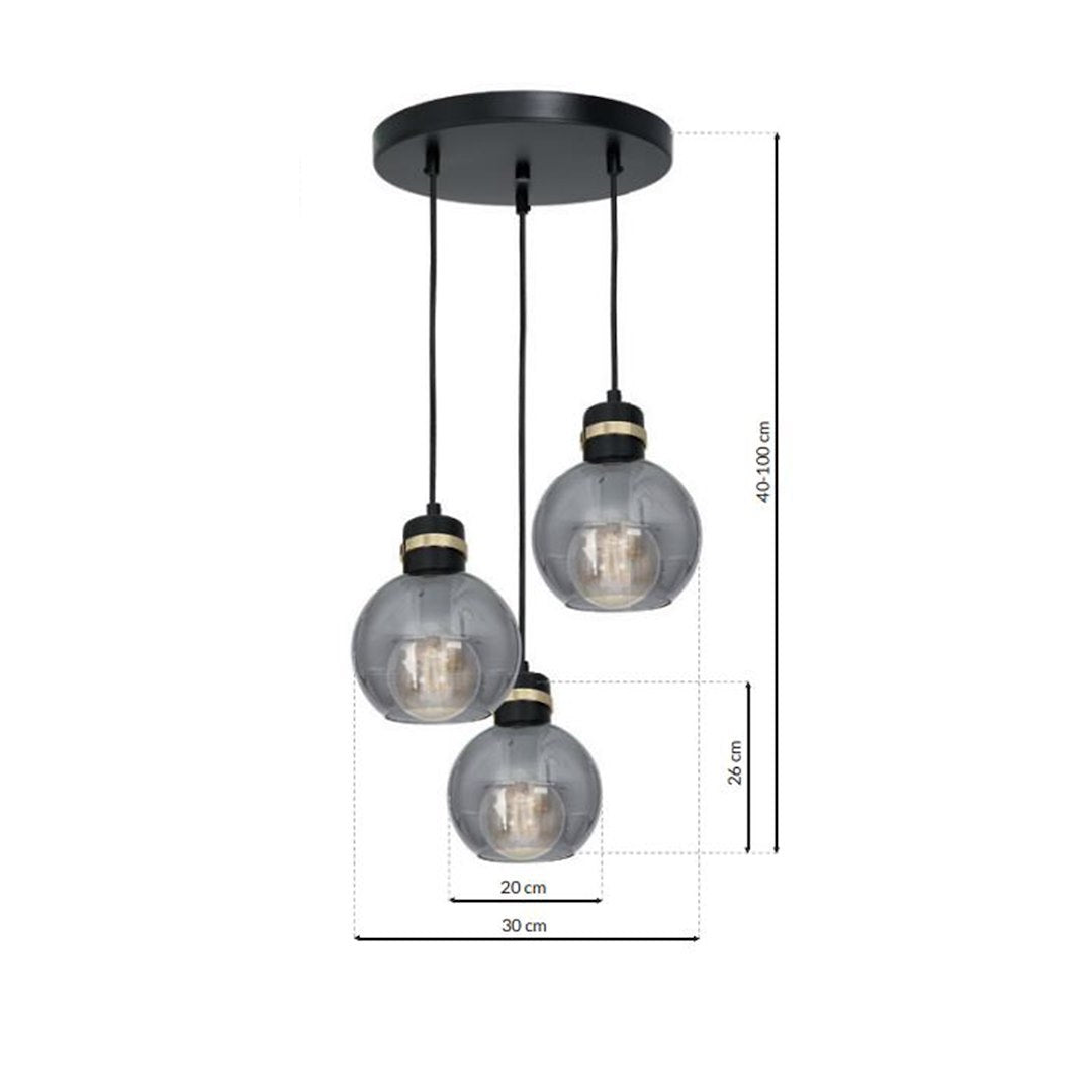 Pendelleuchte OMEGA Schwarz & Gold (3x E27) - Milagro