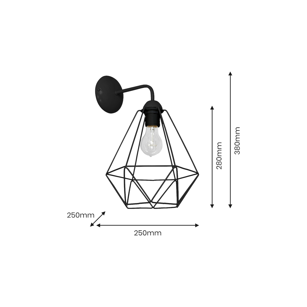Wandleuchte BASKET (1x E27) Schwarz - Milagro