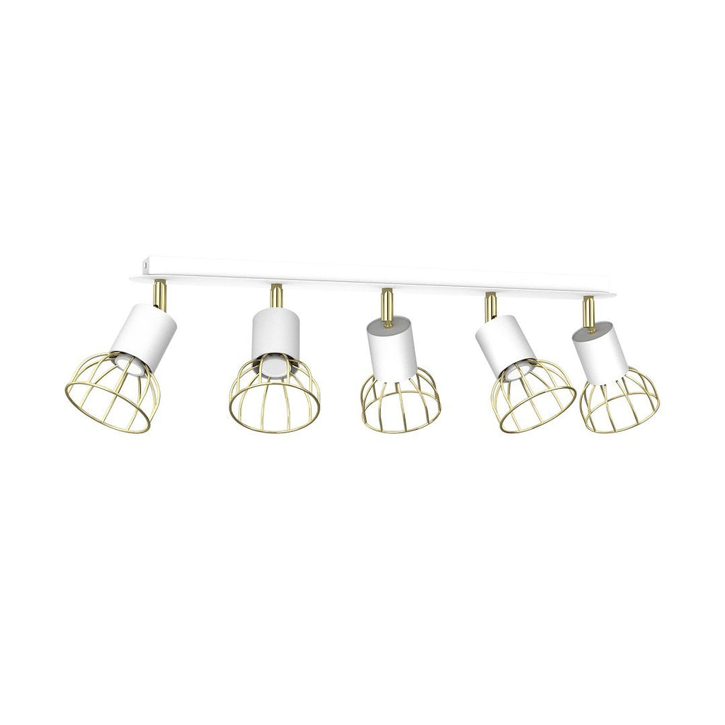 Deckenleuchte Spot Balken Dante 5x mini GU10 Weiß / Gold - Milagro
