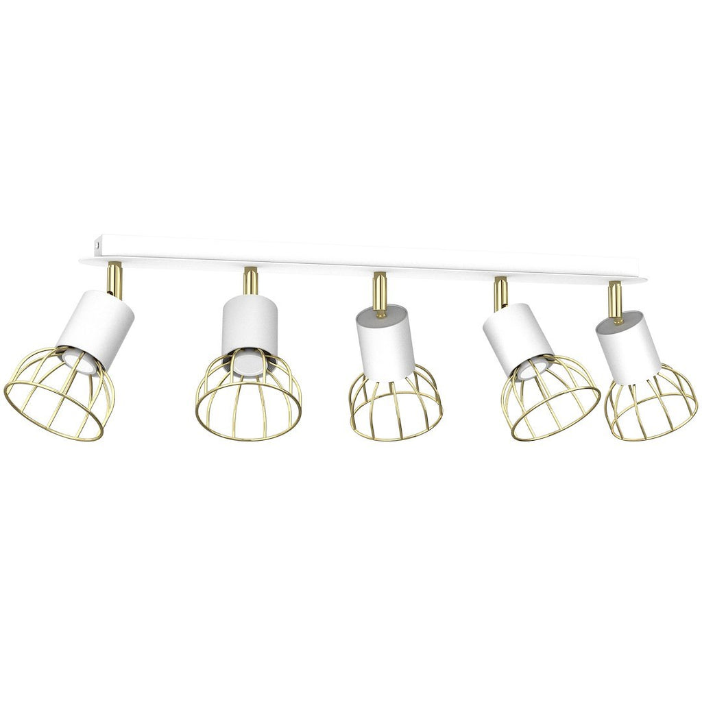 Deckenleuchte Spot Balken Dante 5x mini GU10 Weiß / Gold - Milagro