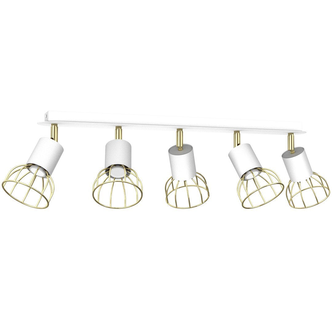 Deckenleuchte Spot Balken Dante 5x mini GU10 Weiß / Gold - Milagro