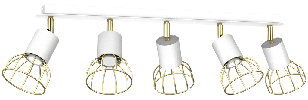Deckenleuchte Spot Balken Dante 5x mini GU10 Weiß / Gold - Milagro