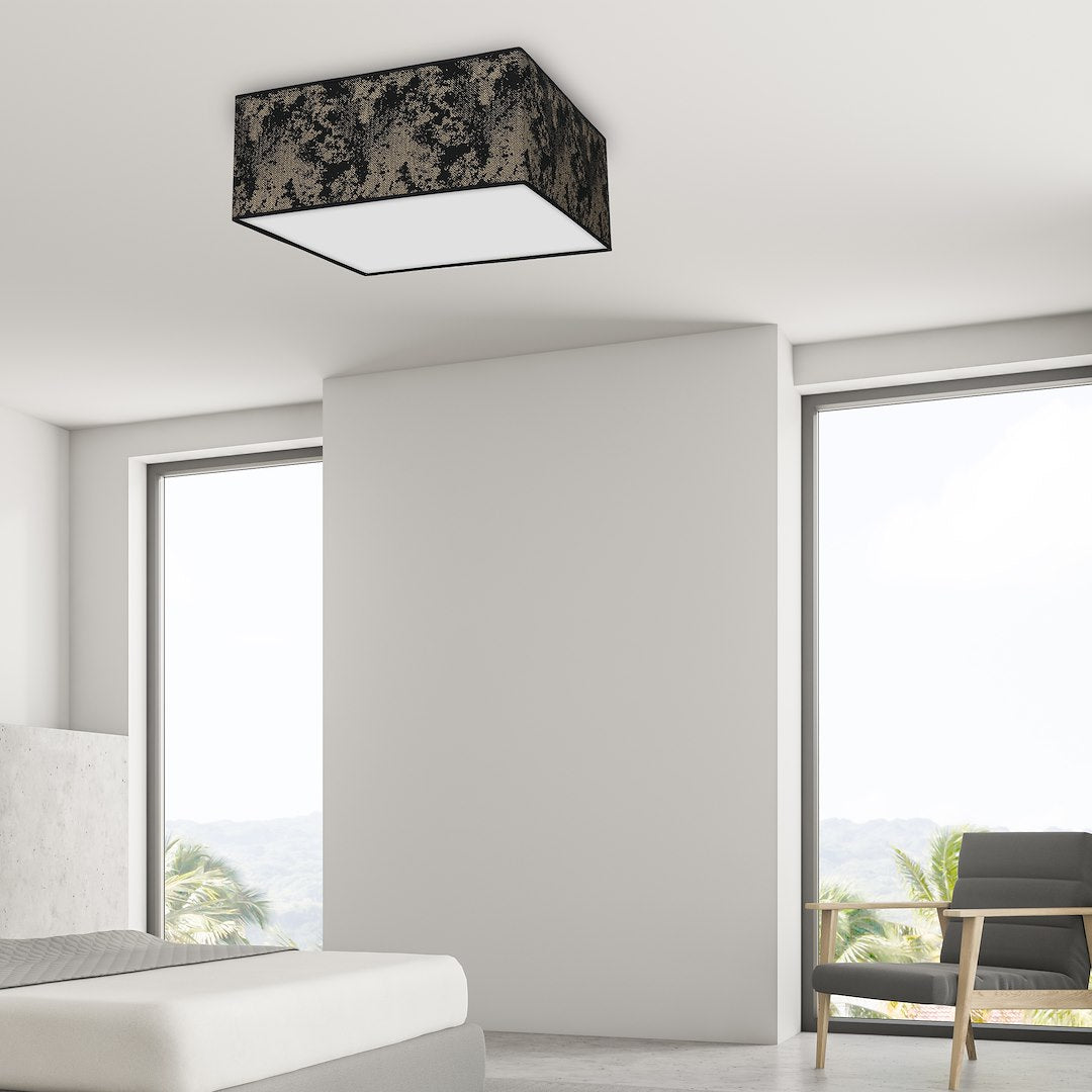 Deckenleuchte SATINO Gold (3x E27) Satin Eckig 50 cm - Milagro