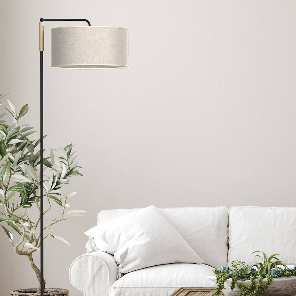 Stehleuchte ATLANTA (1x E27) Beige, Leinen Stoff - Milagro