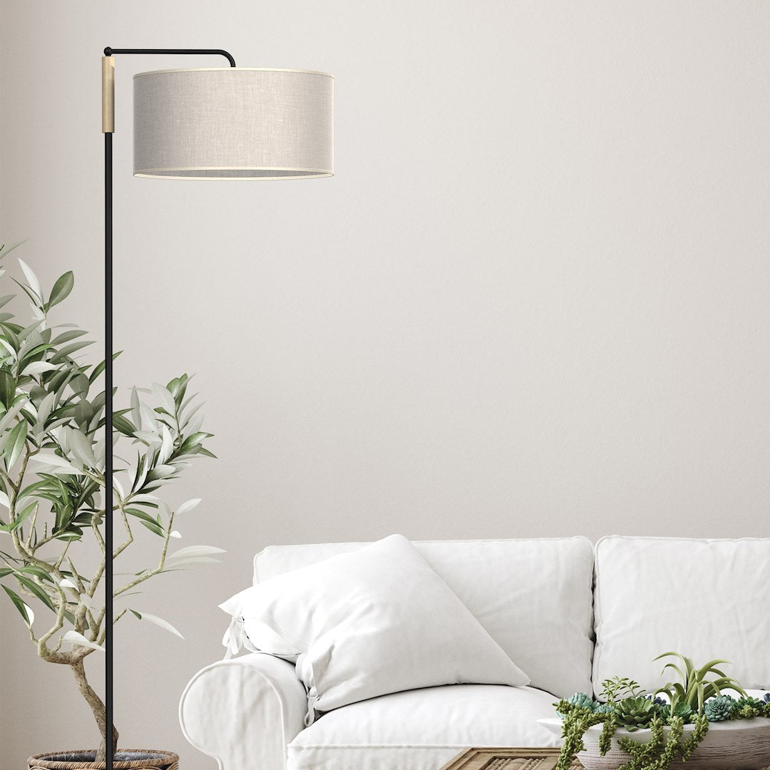 Stehleuchte ATLANTA (1x E27) Beige, Leinen Stoff - Milagro