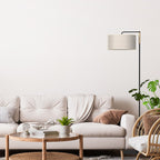 Stehleuchte ATLANTA (1x E27) Beige, Leinen Stoff - Milagro