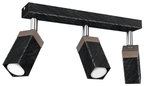Deckenleuchte SOLO SAWN Schwarz & Holz (3x mini GU10) - Milagro
