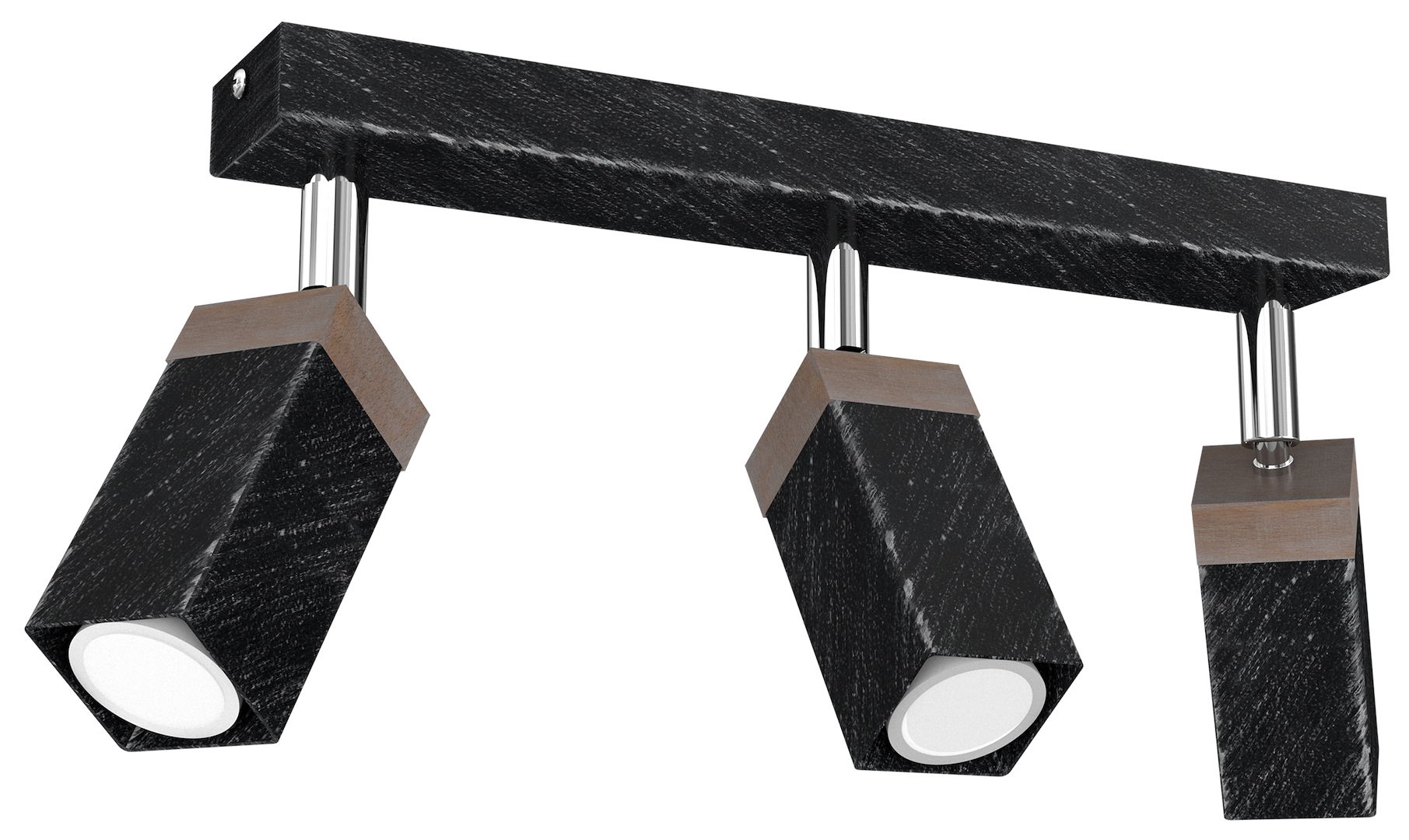Deckenleuchte SOLO SAWN Schwarz & Holz (3x mini GU10) - Milagro