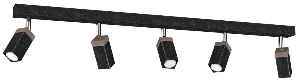 Deckenleuchte SOLO SAWN Schwarz & Holz (5x mini GU10) - Milagro