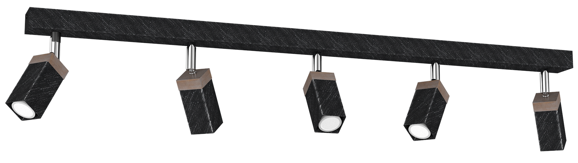 Deckenleuchte SOLO SAWN Schwarz & Holz (5x mini GU10) - Milagro