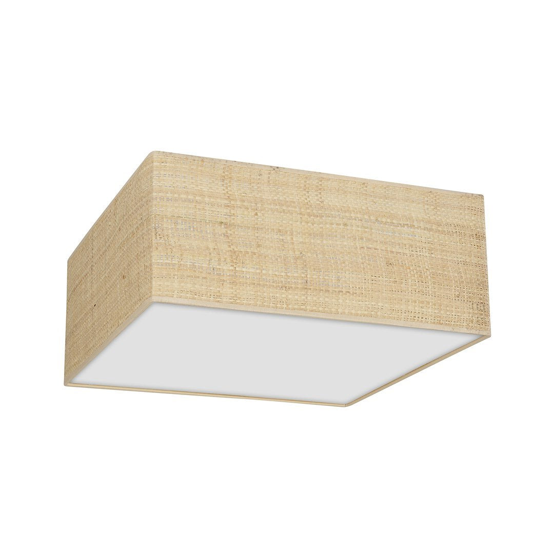 Deckenleuchte Marshall (3x E27) Eckig, Weiß & Rattan - Milagro