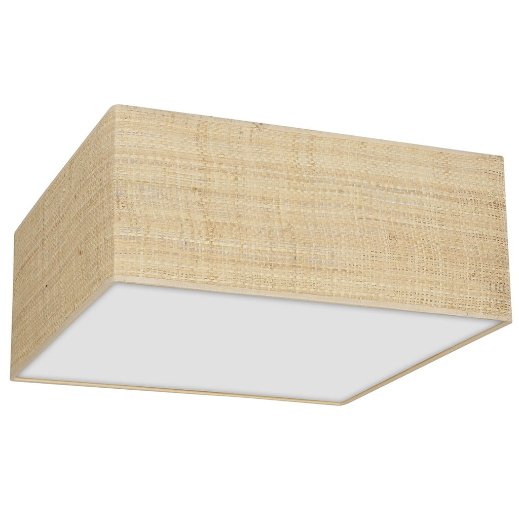 Deckenleuchte Marshall (3x E27) Eckig, Weiß & Rattan - Milagro