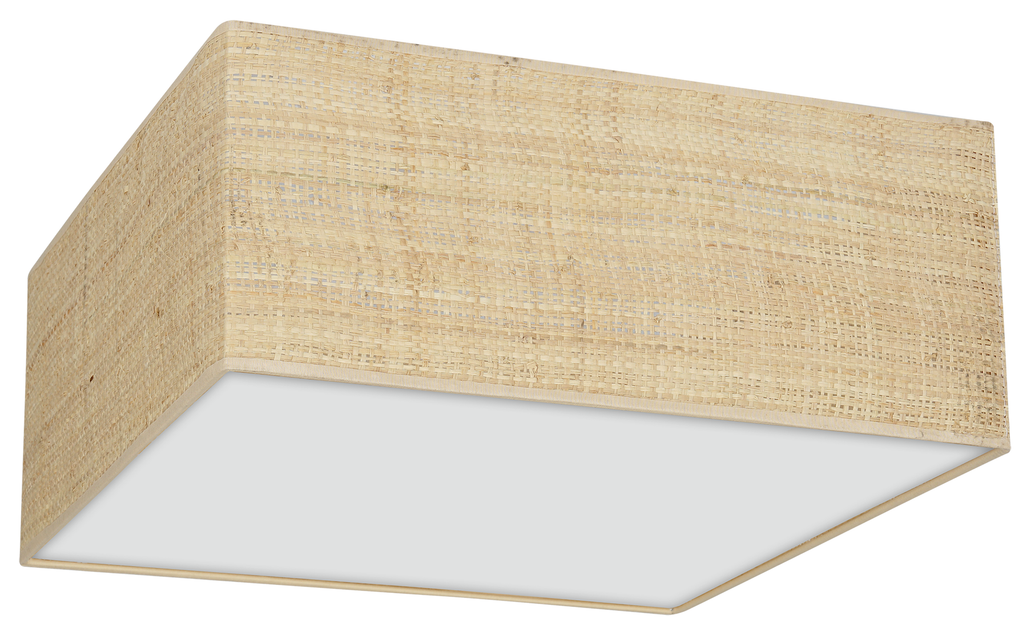 Deckenleuchte Marshall (3x E27) Eckig, Weiß & Rattan - Milagro