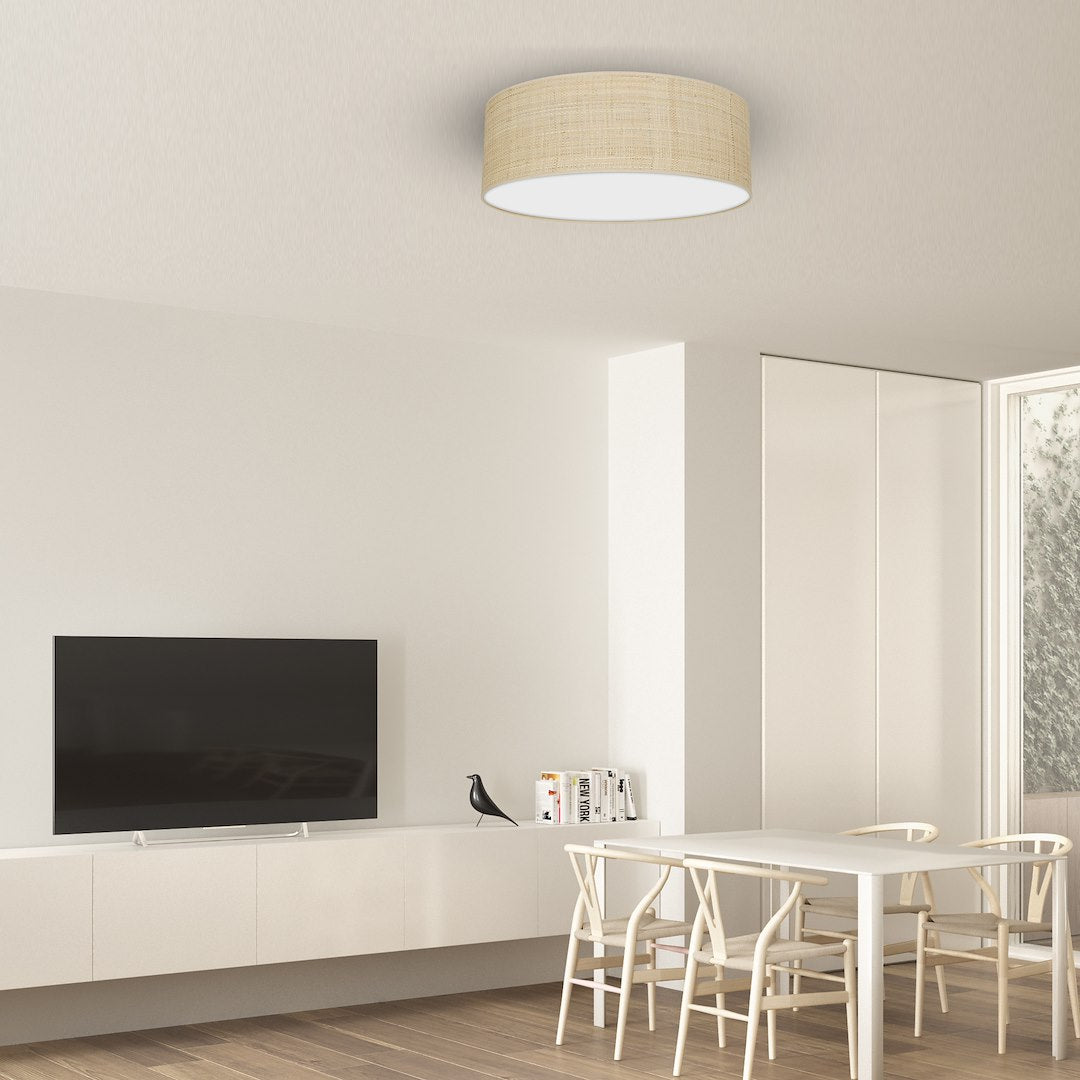 Deckenleuchte Marshall (3x E27) Ø50 cm Weiß & Rattan - Milagro