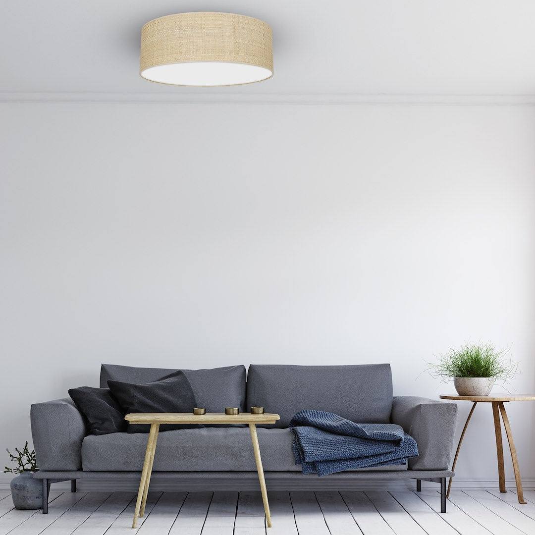 Deckenleuchte Marshall (3x E27) Ø50 cm Weiß & Rattan - Milagro