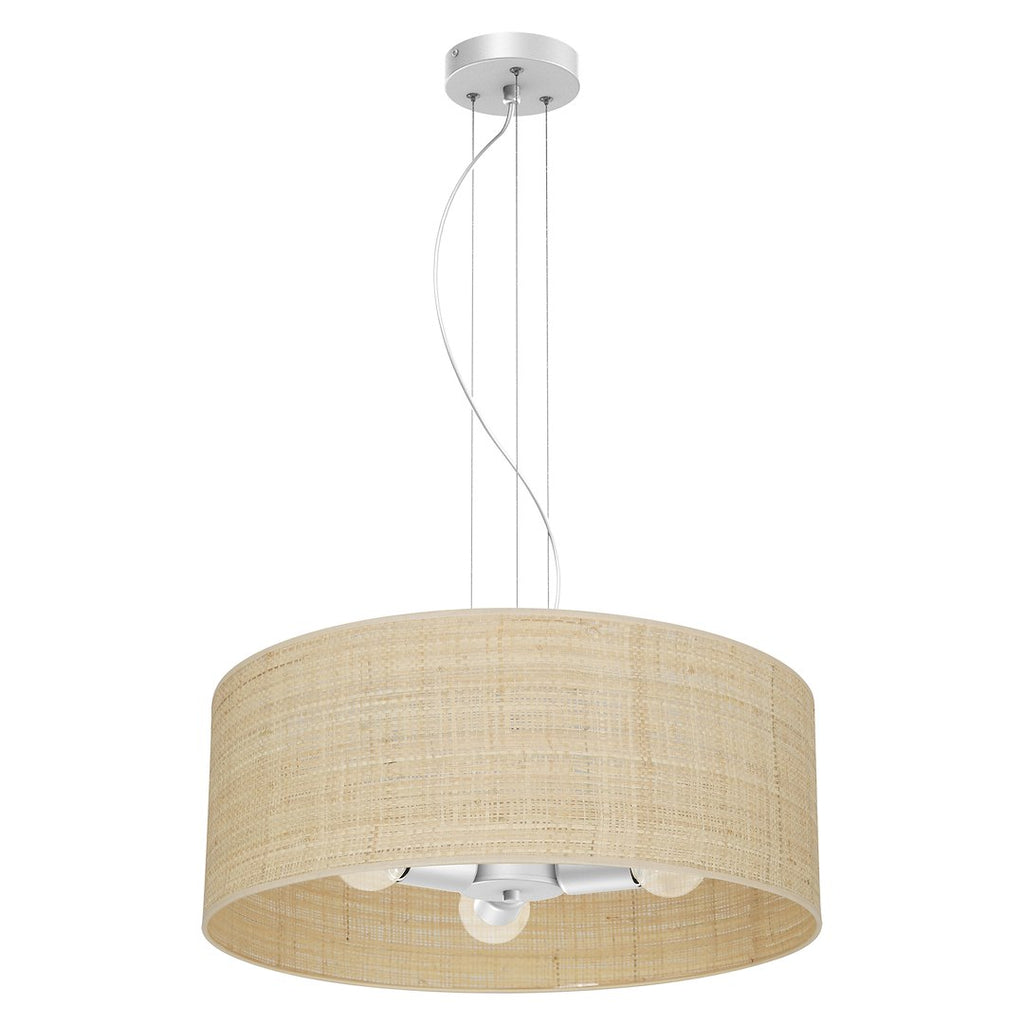 Pendelleuchte MARSHALL Beige, Weiß & Rattan (3x E27) - Milagro