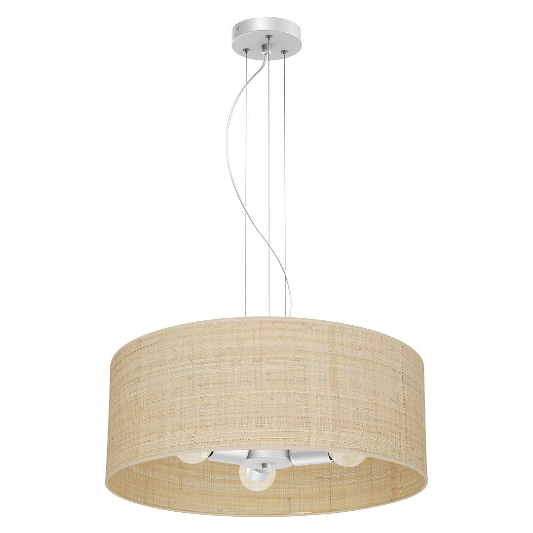 Pendelleuchte MARSHALL Beige, Weiß & Rattan (3x E27) - Milagro