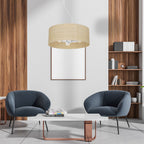 Pendelleuchte MARSHALL Beige, Weiß & Rattan (3x E27) - Milagro