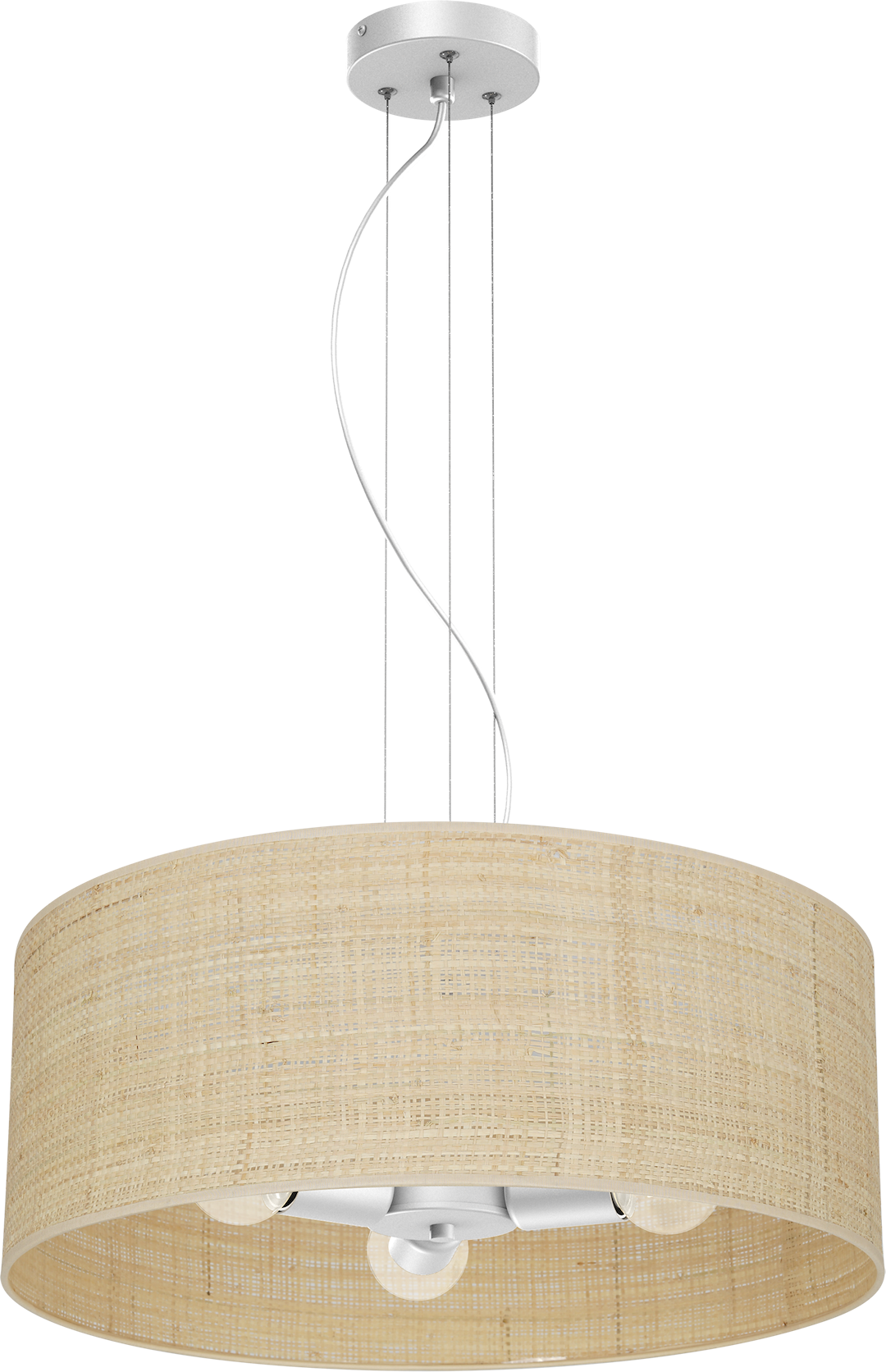 Pendelleuchte MARSHALL Beige, Weiß & Rattan (3x E27) - Milagro