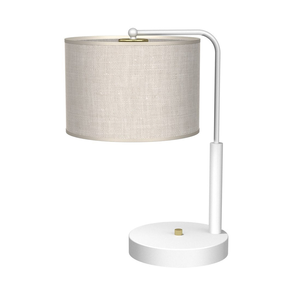 Tischleuchte LINO Beige, Weiß & Leinen Stoff (1x E27) – Milagro