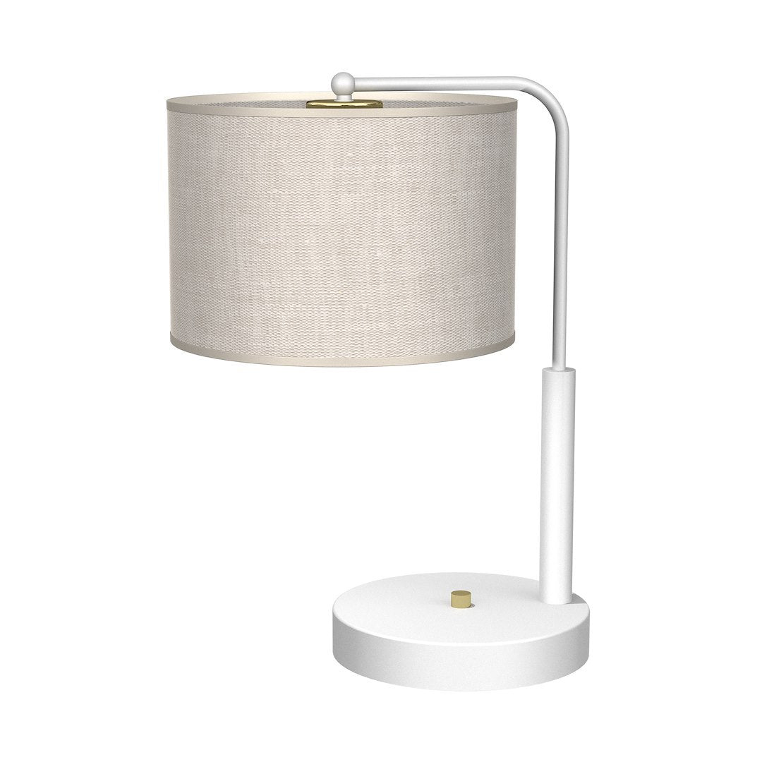 Tischleuchte LINO Beige, Weiß & Leinen Stoff (1x E27) – Milagro