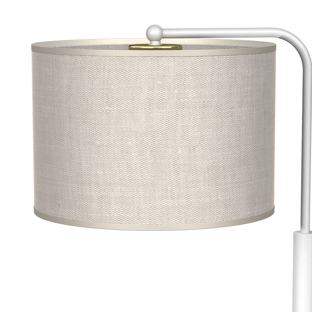 Tischleuchte LINO Beige, Weiß & Leinen Stoff (1x E27) – Milagro