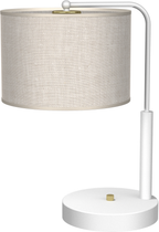 Tischleuchte LINO Beige, Weiß & Leinen Stoff (1x E27) – Milagro