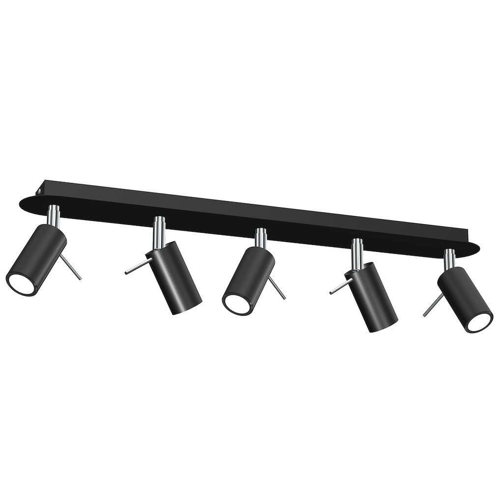 Deckenleuchte Spot Balken PRESTON 5x mini GU10 Schwarz & Chrom - Milagro
