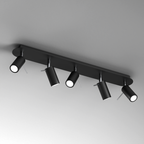 Deckenleuchte Spot Balken PRESTON 5x mini GU10 Schwarz & Chrom - Milagro