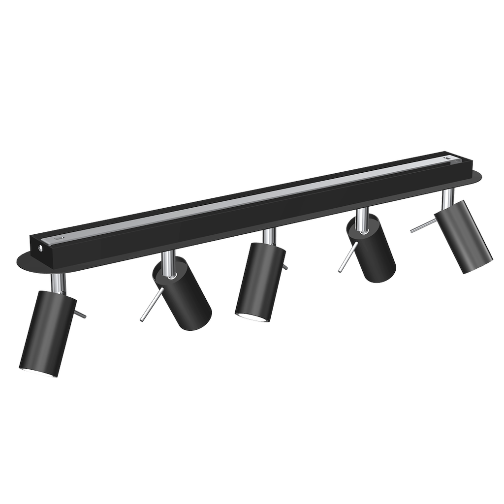 Deckenleuchte Spot Balken PRESTON 5x mini GU10 Schwarz & Chrom - Milagro