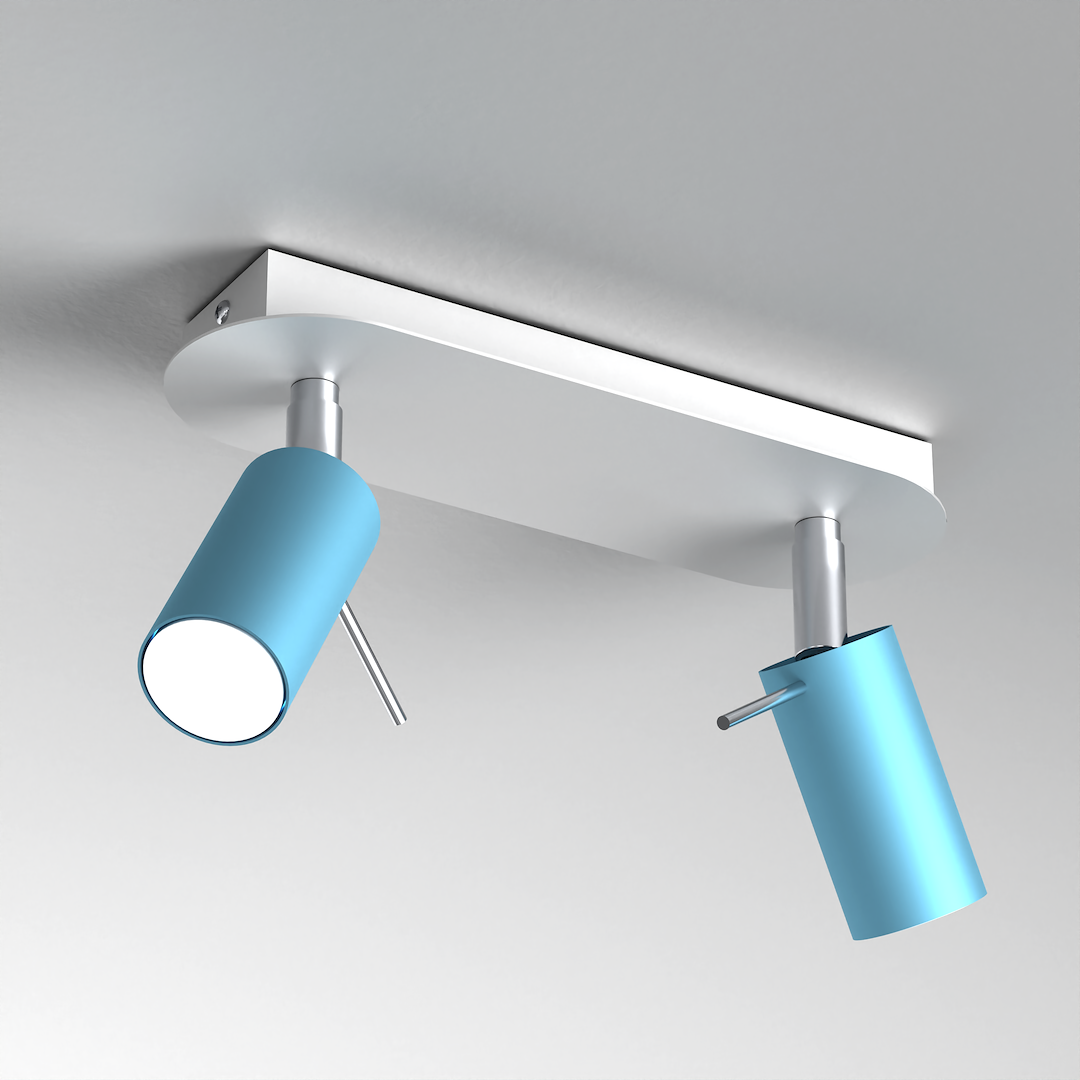 Deckenleuchte Spot Balken PRESTON 2x mini GU10 Blau & Weiß - Milagro
