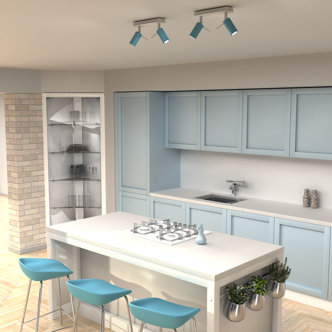 Deckenleuchte Spot Balken PRESTON 2x mini GU10 Blau & Weiß - Milagro