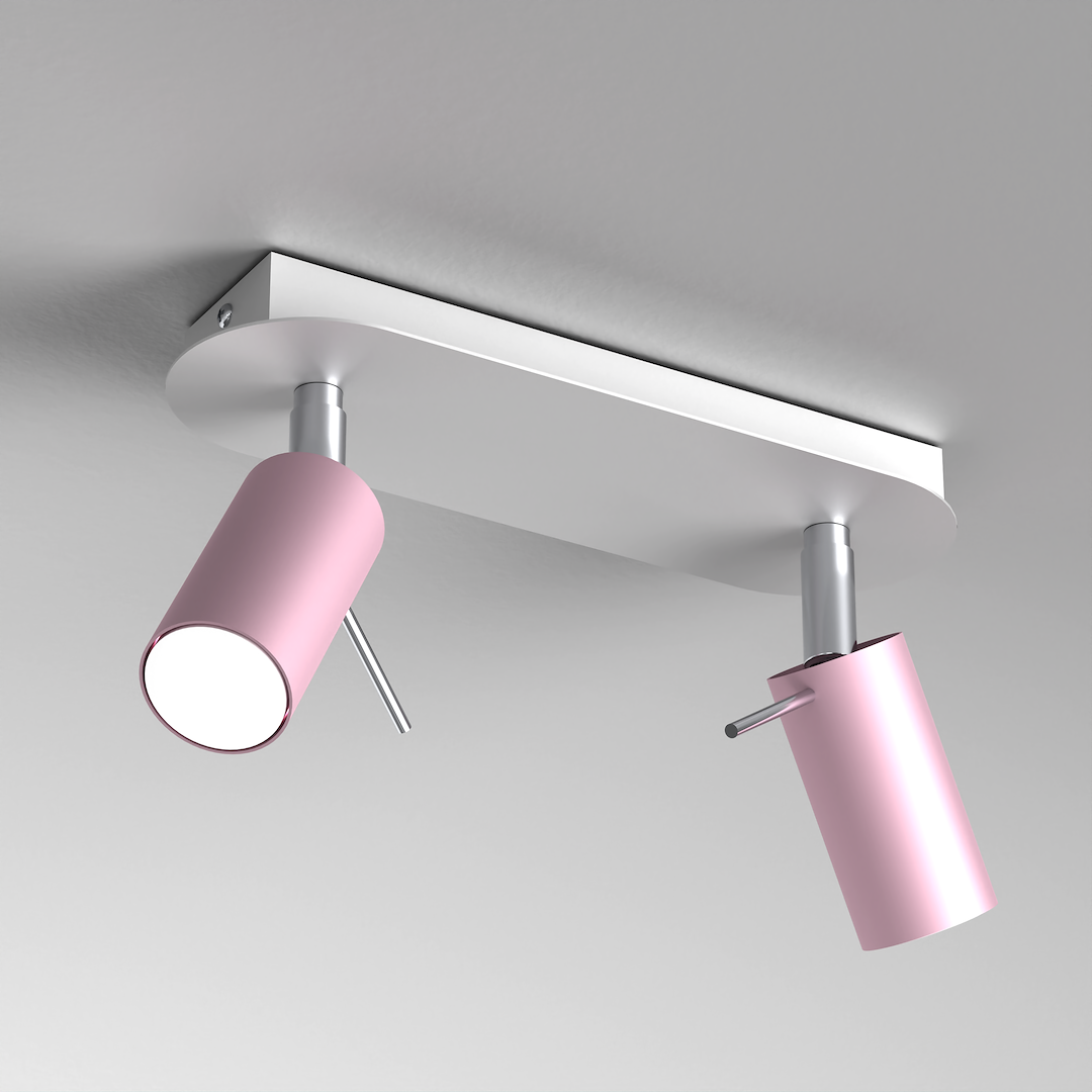 Deckenleuchte Spot Balken PRESTON 2x mini GU10 Rosa & Weiß - Milagro