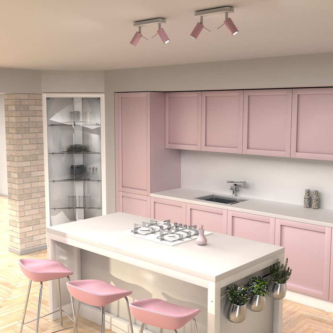 Deckenleuchte Spot Balken PRESTON 2x mini GU10 Rosa & Weiß - Milagro
