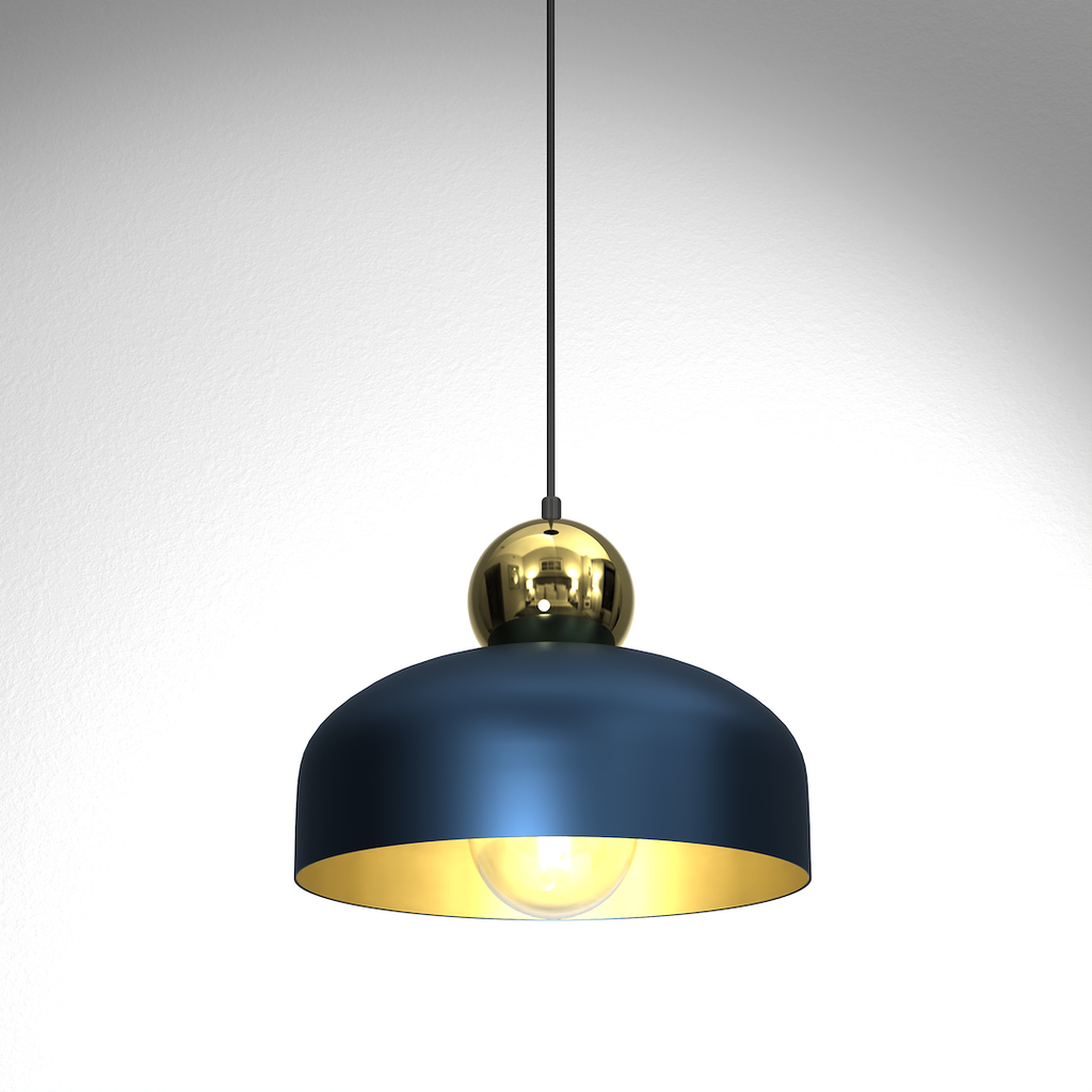 Pendelleuchte HARALD Navy Blau & Gold (1x E27) - Milagro