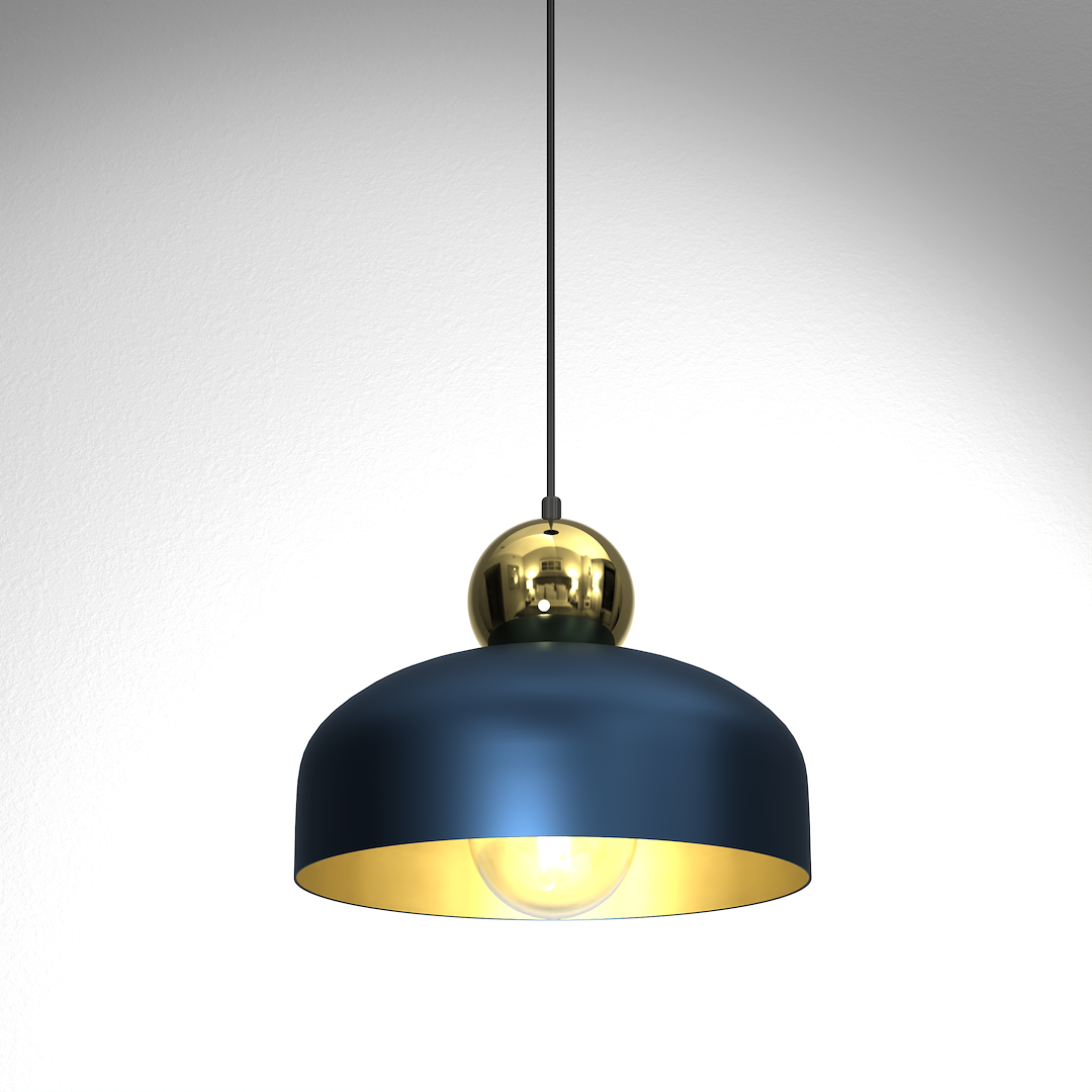 Pendelleuchte HARALD Navy Blau & Gold (1x E27) - Milagro