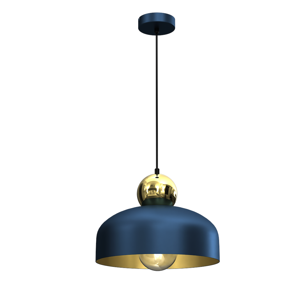 Pendelleuchte HARALD Navy Blau & Gold (1x E27) - Milagro
