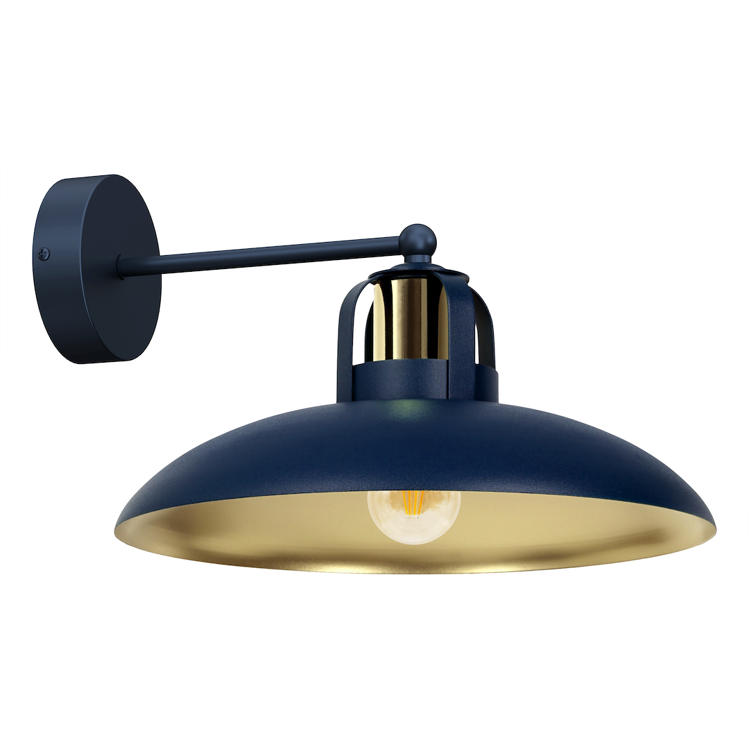 Wandleuchte FELIX Navy Blau & Gold (1x E27) - Milagro