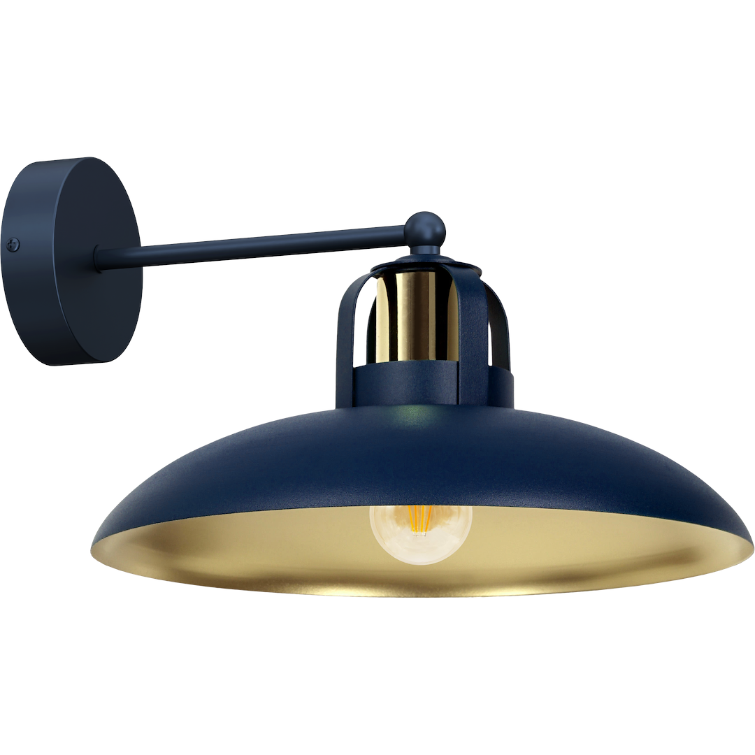 Wandleuchte FELIX Navy Blau & Gold (1x E27) - Milagro