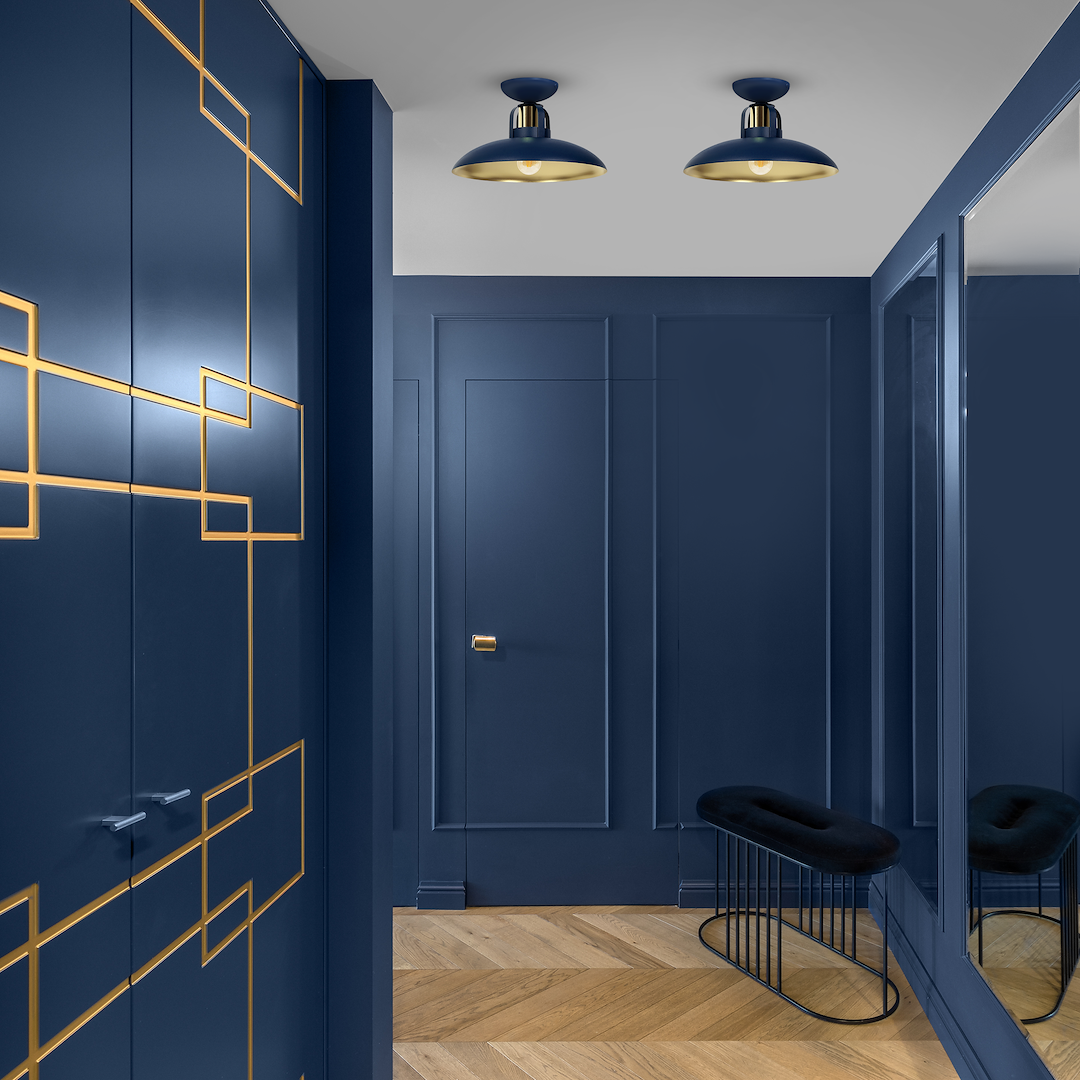 Deckenleuchte FELIX Navy Blau/Gold (1x E27) - Milagro