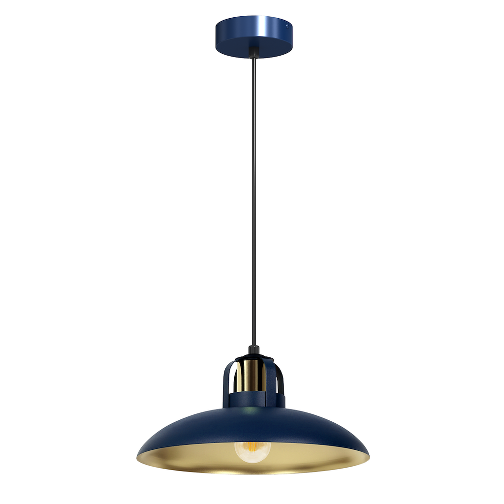 Pendelleuchte FELIX Navy Blau & Gold (1x E27) - Milagro