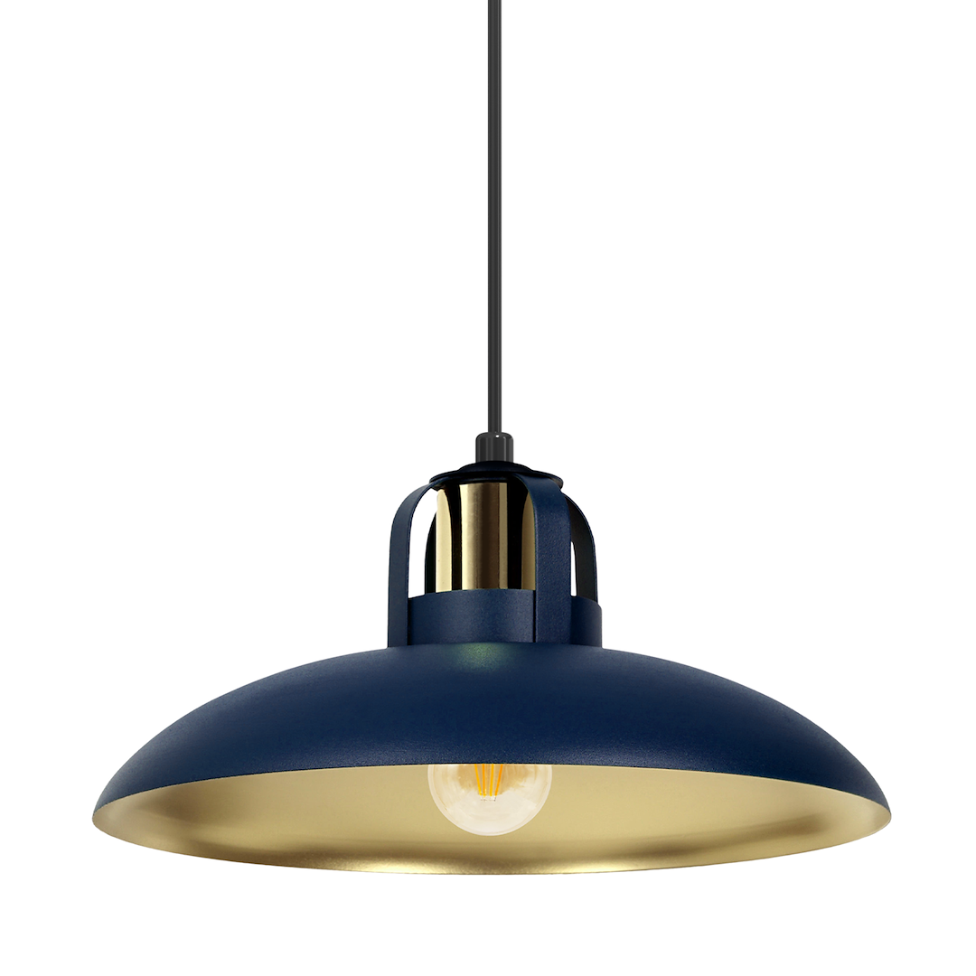 Pendelleuchte FELIX Navy Blau & Gold (1x E27) - Milagro
