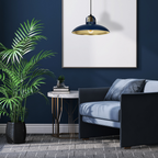 Pendelleuchte FELIX Navy Blau & Gold (1x E27) - Milagro