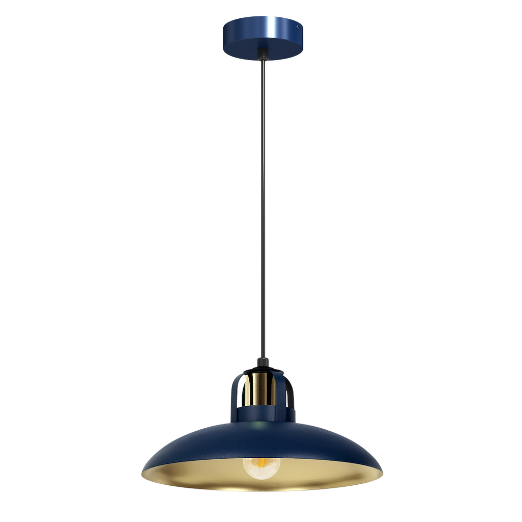 Pendelleuchte FELIX Navy Blau & Gold (1x E27) - Milagro