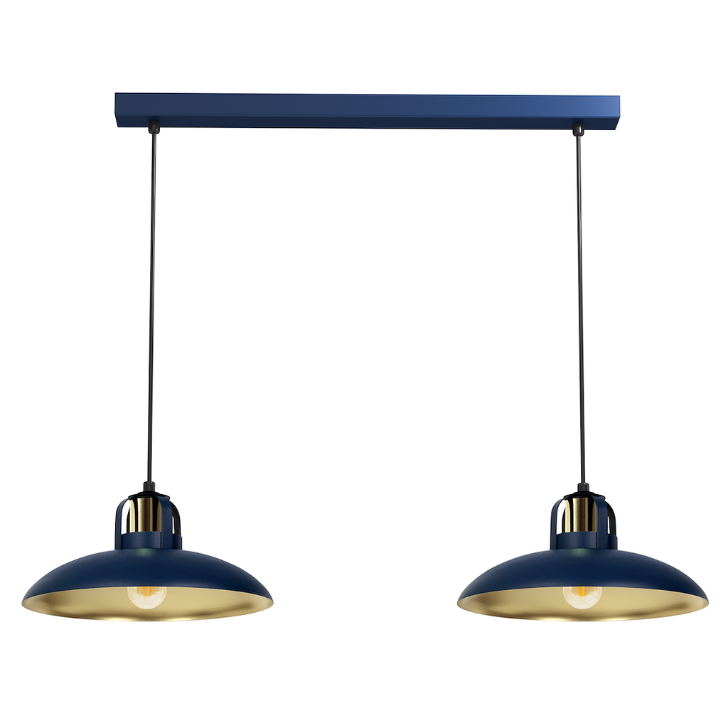 Pendelleuchte FELIX Navy Blau & Gold (2x E27) - Milagro