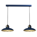 Pendelleuchte FELIX Navy Blau & Gold (2x E27) - Milagro