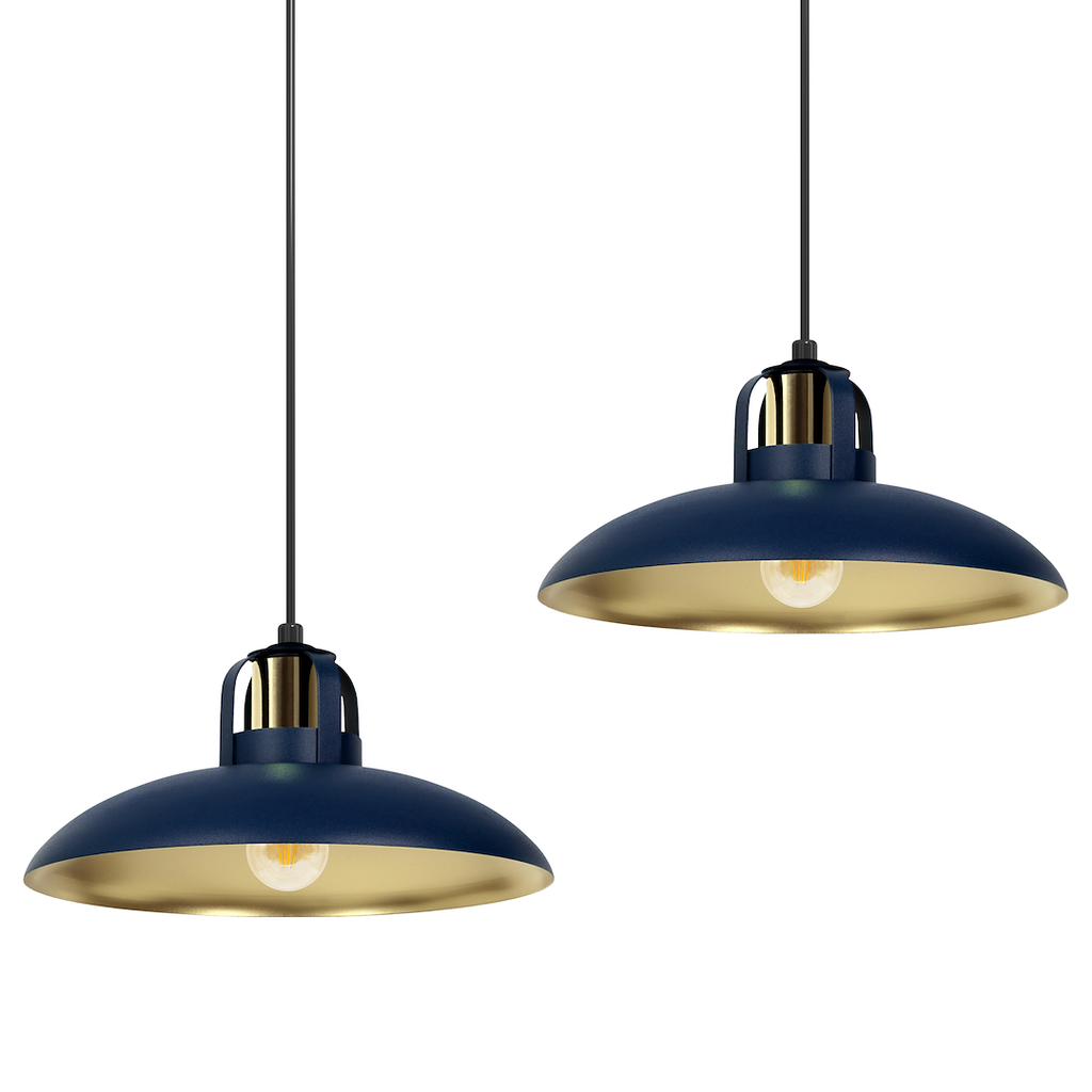 Pendelleuchte FELIX Navy Blau & Gold (2x E27) - Milagro